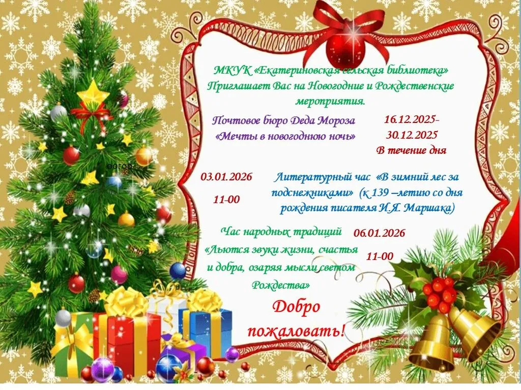 Афиша Ногвогодние и Рожденственские мероприятия.